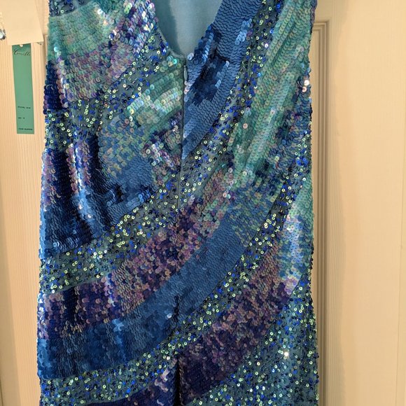 Camille La Vie, Beautiful Blue/Royal  sequin party dress - Picture 3 of 11